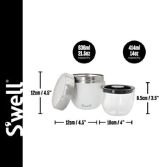 Bol pentru mâncare Eats 2 în 1 cu capac cu șurub, 636 ml, piatră de lună, sticlă pentru mâncare izolată triplu și etanșă pentru până la 11h rece/7h caldă în timpul călătoriilor Cutii depozitare alimente Naty Shop