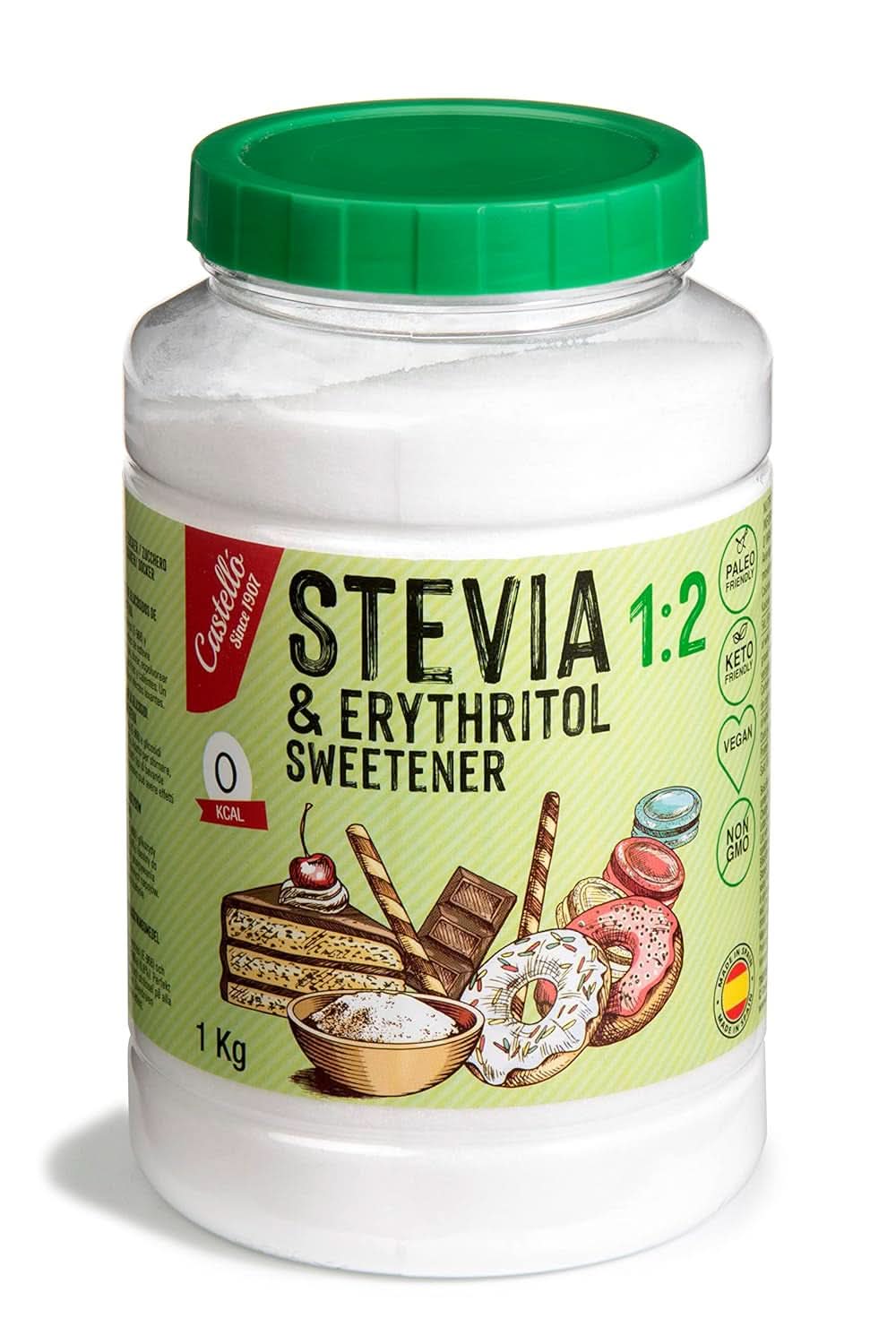 Stevia + Erythritol 1:2 Édulcorant, 1G = 2G Sucre, 1 Kg Édulcorants Naty Shop