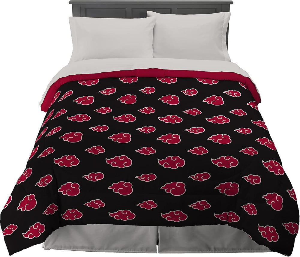 Franco Naruto Anime Akatsuki Parure de lit en microfibre douce pour lit Queen (produit officiel Naruto) Couettes et couettes Naty Shop Naruto Queen