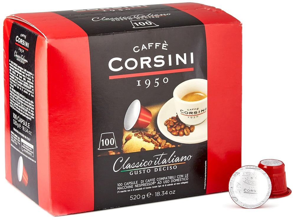 Caffè Corsini - Classico Italiano, Miscela Di Caffè En Capsules Compatibles Nespresso, Gusto Forte E Deciso - Confezione Da 100 Capsules