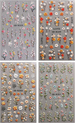 JMEOWIO Autocollants de Nail Art 3D, Autocollants pour Nail Art, Autocollants pour Nail Art, Autocollants pour Nail Art, Autocollants pour Nail Art, 5D Stéréoscopiques, Feuilles d'herbes, Décoration de Nageldesign, 4 Feuilles