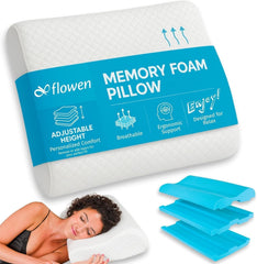 Soutien du cou Oreiller en mousse à mémoire de forme réglable en hauteur Oreiller de lit orthopédique et ergonomique Oreiller de soulagement de la douleur au cou Oreiller de soutien du cou et polyes lavables anti-ronflement. Naty Shop Housse de coussin orthopédique cervicale douce - 55X35X13/11 cm