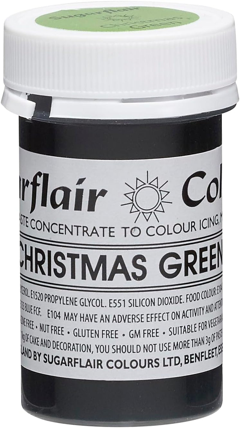 Colorant alimentaire pour pâtes Sugarflair, vert de Noël, colorant alimentaire pour pâtes, fondant et massepain, couleurs concentrées spectrales - 25 g
