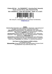 Barre biologique - Ensemble d'échantillons de 4 pièces/Amazing Black, Noisette, Pecan Caramel, Amande salée/Sans sucre ajouté, sans édulcorants/VÉGAN, SANS GLUTEN ET COMMERCE ÉQUITABLE / 4 x 70g