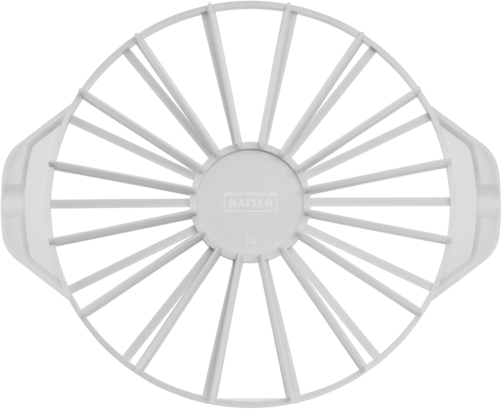 Séparateur de gâteau en plastique classique Kaiser original 31,5 cm Séparateur de gâteau pour 14 ou 16 tranches égales Séparateur de gâteau double face blanc