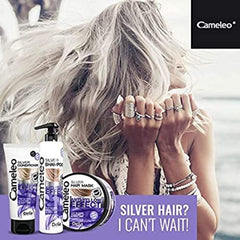 Cameleo - Masque Teintant Argenté - Sans Effet Jaune - Traitement Violet et Protection de la Couleur pour Cheveux Blonds, Gris, Blancs - Nuances Platine - Protection UV - Sans Paraben - 200 ml Naty Shop Masque Capillaire