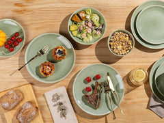 GBHOME Service de table en céramique pour 6 personnes, 24 assiettes et bols peints à la main, grès résistant aux rayures, passe au lave-vaisselle et au micro-ondes