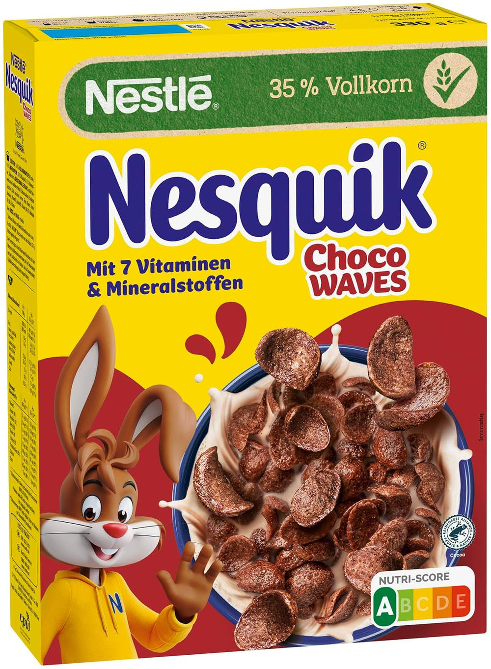 Nestlé Choco Waves, mic dejun crocant cu ciocolată în formă de val (33% conținut de cereale integrale), 1 pachet (1 x 330g)