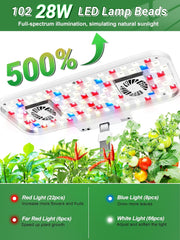 Kit hydroponique de 17 capsules pour jardin d'herbes aromatiques avec 102 lampes de culture à spectre complet de 28 W et 2 ventilateurs pour jardin intérieur avec réservoir de pompe à eau