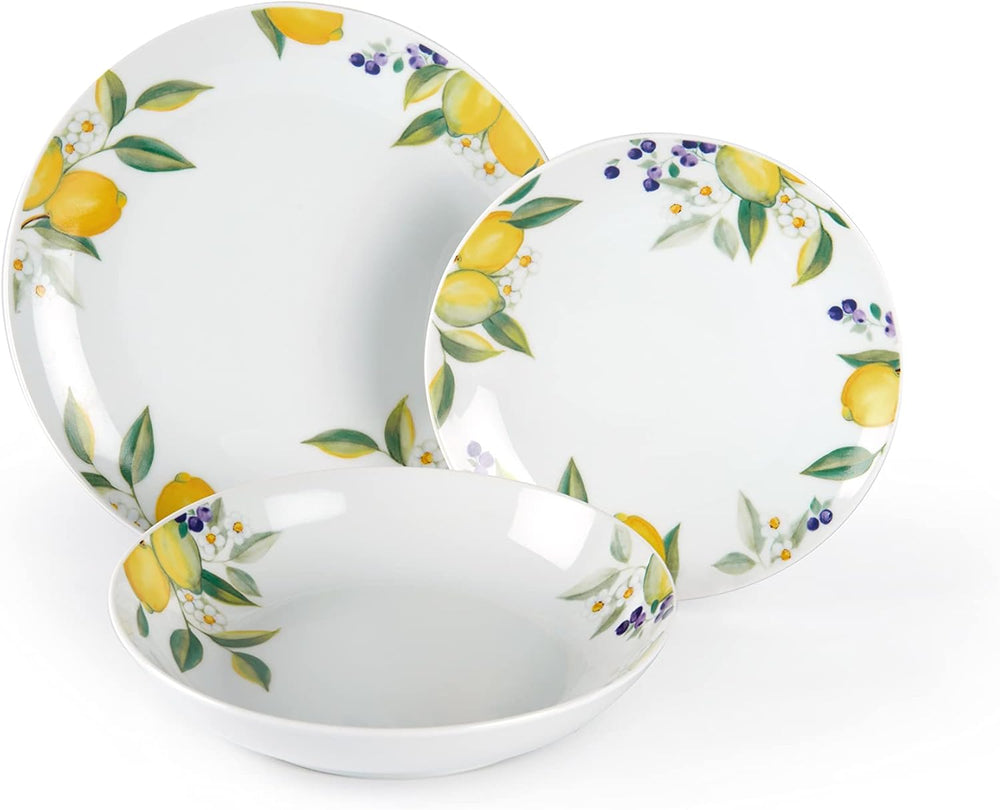 Excelsa Lemon service de table, 18 pièces, porcelaine, blanc/citron