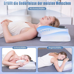 SAHEYER Oreiller cervical Oreiller en mousse à mémoire de forme Oreiller de couchage latéral Oreiller orthopédique ergonomique de soutien du cou Améliore la qualité du sommeil Oreiller cervical 60 X 35,5 X 10/13 CM Oreiller de couchage avec taie d'oreiller Oreillers orthopédiques cervicaux Naty Shop