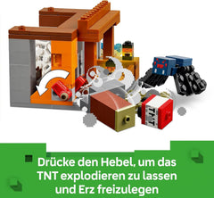 LEGO Minecraft Die Expedition zur Gürteltiermine - Interaktives Gamer Spielzeug mit Höhlenspinne- und Wolfsfiguren - TNT-Funktion - Gaming Geschenk für Jungen und Mädchen ab 8 Jahren - 21269