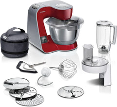 Robot culinaire Bosch Série 4 MUM5X720, balance intégrée, bol inox 3,9L, mixeur 1,25L, 1000W Accessoires Alimentation et Allaitement Baby Naty Shop Single Rouge foncé/argent 2 accessoires