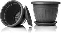 Petit pot avec assiette - Pot 17 cm avec assiette | Conception pratique et légère | Parfait pour les plantes, boutures ou premières pousses 17 cm