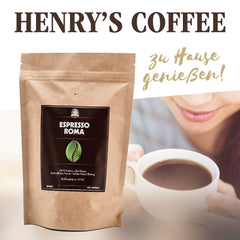 Henry's Espresso Roma 1000g - torréfaction légère - corsé - faible acidité - qualité raffinée - grains de café directement du fermier