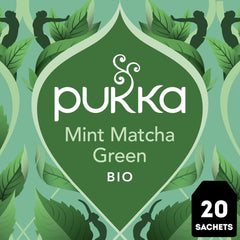 Poukka | Tisane Bio "Menthe Matcha Verte" | Menthe, menthe poivrée et matcha | Thé vert pour la fraîcheur matinale | Paquet de 1 | 20 sachets de thé