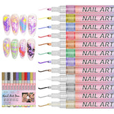 12 couleurs 3D Nagellack Stift Set, Nail Art Pen Nagellackstifte Nageldesign pour DIY Nail Art, Beauty Schönheit, Maniküre Werkzeuge, Zuhause Und Den Nagel-Diy Nageldesign Zubehör
