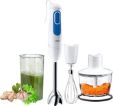 Braun Household Stabmixer MQ 3035 WH - Multiquick 3 Pürierstab Mit Edelstahl-Mixfuß, 2 Geschwindigkeiten, Spritzschutz, Spülmaschinenfest, Zerkleinerer, Schneebesen & 600Ml Mix- Und Messbecher, Weiß Kitchen Naty Shop