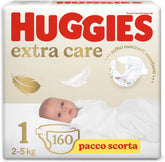 Couches pour bébé Huggies Extra Care taille 1 (2-5 kg), super absorbantes, motif Disney, paquet en vrac 160