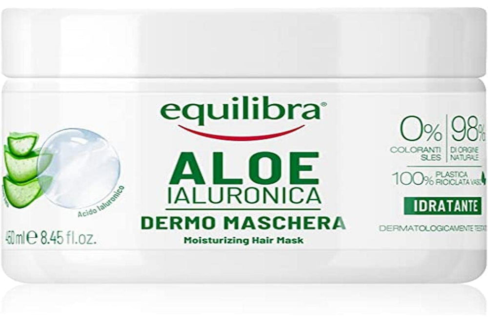 Equilibra Hair, Aloe Hyaluron Mask, masque capillaire hydratant et démêlant à l'aloe vera (20%), acide hyaluronique, extrait d'ortie, 450 ml Naty Shop Hair Mask 450 Ml (1 pack)