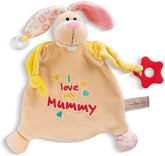 Peluche lapin NICI avec anneau de dentition et tétine 25x25cm