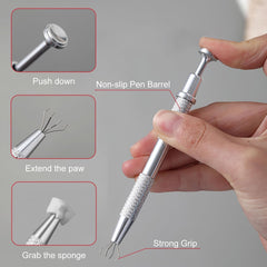 200 pièces Nail Art Schwamm Mit Metallgreifer, Nageldesign Zubehör Schwammpinsel, Um Eine Varuntzen von Gradient Nail Art Patterns Zu Erstellen(Blanc)