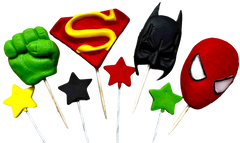 Set de décorations comestibles Sweet Heroes - 8 figurines en pâte à sucre, tailles 2 à 5,5 cm