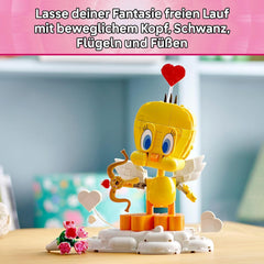 LEGO Looney Tunes Liebesbote Tweety - Modellbau zu Looney Tunes mit Zubehör - Blumenstrauß, Herz, Amor-Bogen & Wolkenständer - Kreatives Geschenk für Mädchen & Teenager ab 12 Jahren - 40824
