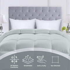 Plapumă Utopia Bedding pentru toate anotimpurile, 250 g/m², pluș, umplutură din fibre siliconizate, pat dublu, cusută în cutie (pat dublu, XL, gri deschis) Plapumi si pilote Naty Shop