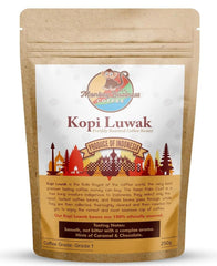 - Grains de café Kopi Luwak sauvages moulus - 250 grammes (Autres poids et types de grains disponibles) - Provenant de manière éthique d'animaux élevés en liberté (Indonésie)