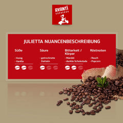 Grains Avanti Espresso Julietta, 1 paquet (1 x 1 kg) | Café expresso en grains 1 kg, forte et faible acidité | Torréfaction fine au tambour avec grains d'espresso Arabica et Robusta