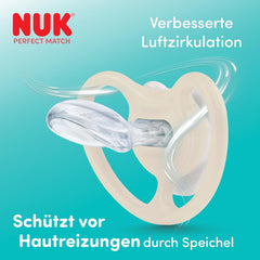 Sucettes NUK Perfect Match Air pour bébés | 6-18 mois | Sucettes orthodontiques qui favorisent la circulation de l'air et préviennent les éruptions cutanées causées par la salive | 95 % d'acceptation par les bébés** | Disney Minnie Souris | Paquet de 2