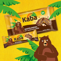 Barres napolitaines Kaba 40g, 4 barres croquantes fourrées de gaufrettes et de fine crème de noisettes, en multipack au goût original Kaba