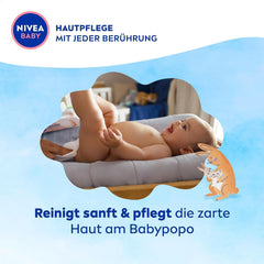 Lingettes humides NIVEA Baby AQUA, lingettes bébé pour un nettoyage délicat des peaux sensibles, lingettes humides pour bébé hypoallergéniques et sans parfum à 99% d'eau (4 x 57 pièces) Lingettes humides bébé Naty Shop