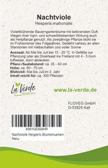 La Verde MEIN GARTEN UND ICH. Nachtviole Blumensamen Für Ca. 300 Pflanzen, Stark Duftende Bauernblume, Zweijährig, Saatgut Ohne Gentechnik