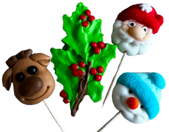 Set 4 decoratiuni comestibile din pasta de zahar, toppere de Craciun, ren, om de zapada, brad si Mos Craciun Decoratiuni din Pasta de Zahar Naty Shop