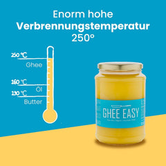 Ghee Easy 850g Ghee Bio von Grasgefütterten Kühen - Ghee Butter ohne Zusatzstoffe - Zertifiziert Organisch & Biologisch - Hochreines Ayurveda Ghee ohne Laktose und Gluten - 100% Europäisch