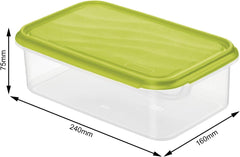 Pot de conservation alimentaire Rotho Rondo 1,5 l avec couvercle, plastique (PP) sans BPA, transparent/vert, 1,5 l (24,0 x 16,0 x 7,5 cm) Boîtes de conservation alimentaire Naty Shop