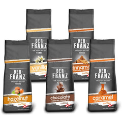 Der-Franz Kaffee Pack, ganze Bohne, aromatisé, 5 x 500 g (1 x Noisette, 1 x Vanille, 1 x Chocolat, 1 x Zimt, 1 x Caramel)