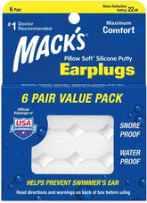 MACK'S Pillow Bouchons d'oreille en silicone souple, 6 paires d'oreillers orthopédiques cervicaux Naty Shop Parents 1 Stück (6Er Pack)