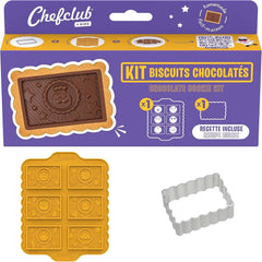 CHEFCLUB Ensemble de biscuits aux pépites de chocolat, emporte-pièce rectangulaire et moule à chocolat en silicone, ensemble de pâtisserie pour enfants à partir de 4 ans, cuisson facile et créative