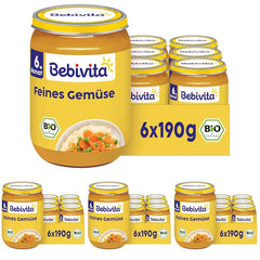 Légumes fins bio (6 x 190 g), dès 6 mois, sans sel ajouté, le pot de légumes idéal pour débuter l'alimentation complémentaire (pack de 4)