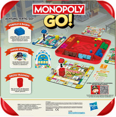 Joc de societate Monopoly GO! - Versiune germană, joc bazat pe populara versiune online, joc de strategie rapid pentru întreaga familie, distractiv pentru 2 până la 4 jucători