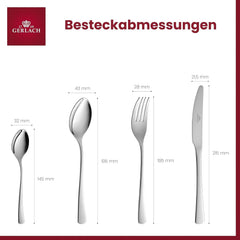 Gerlach 1760 Tunea Set, Tacâmuri din oțel inoxidabil, 24 buc, 6 persoane Bucatarie Naty Shop