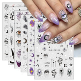 Jmeowio Nagelsticker Mond Stern Sonne 9 Blatt Nail Art Sticker Selbstklebend Nagelaufkleber Bunte Dekoration Nageldesign Zubehör