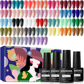 JODSONE 36-Teiliges Gel-Nagellack-Set, 32 Farben, Gel-Nagellack-Set, Basislack, Glänzend, Matt Und Glitzernder Decklack, Naillack-Set, Grün, Blau, Rot, Rosa, Kollektion, Geschenke Für Frauen