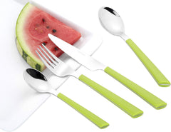 Couverts JANE, inox 18/0 poli, manches en plastique vert, 24 pièces Cuisine Naty Shop