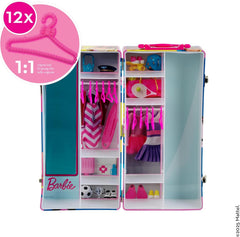 Theo Klein 5801 Barbie Schrankkoffer Kleiderstangen und Fächern, Spielzeug für Kinder ab 3 Jahren, inkl. Zubehör, Multicolor