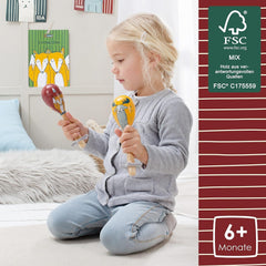 HEJ LØNNE lot de 2 cloches en bois - Maracas pour enfants - instrument de musique en bois pour favoriser la motricité, la coordination et le comportement social - cloche en bois pour enfants - jouet pour enfants Jouets Bebe Naty Shop