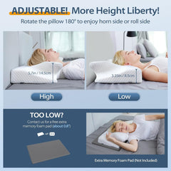 Oreiller orthopédique de soutien du cou en mousse à mémoire de forme, oreiller ergonomique pour la colonne cervicale, pour les douleurs dorsales, latérales et abdominales, 70X40X8,5/14Cm Oreillers orthopédiques cervicaux Naty Shop